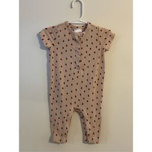 Hanna Andersson Bamboo Short Sleeve Strawberry Romper Sz 3-6 Mo Pink